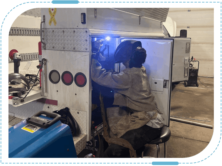 Industrial welding process underway